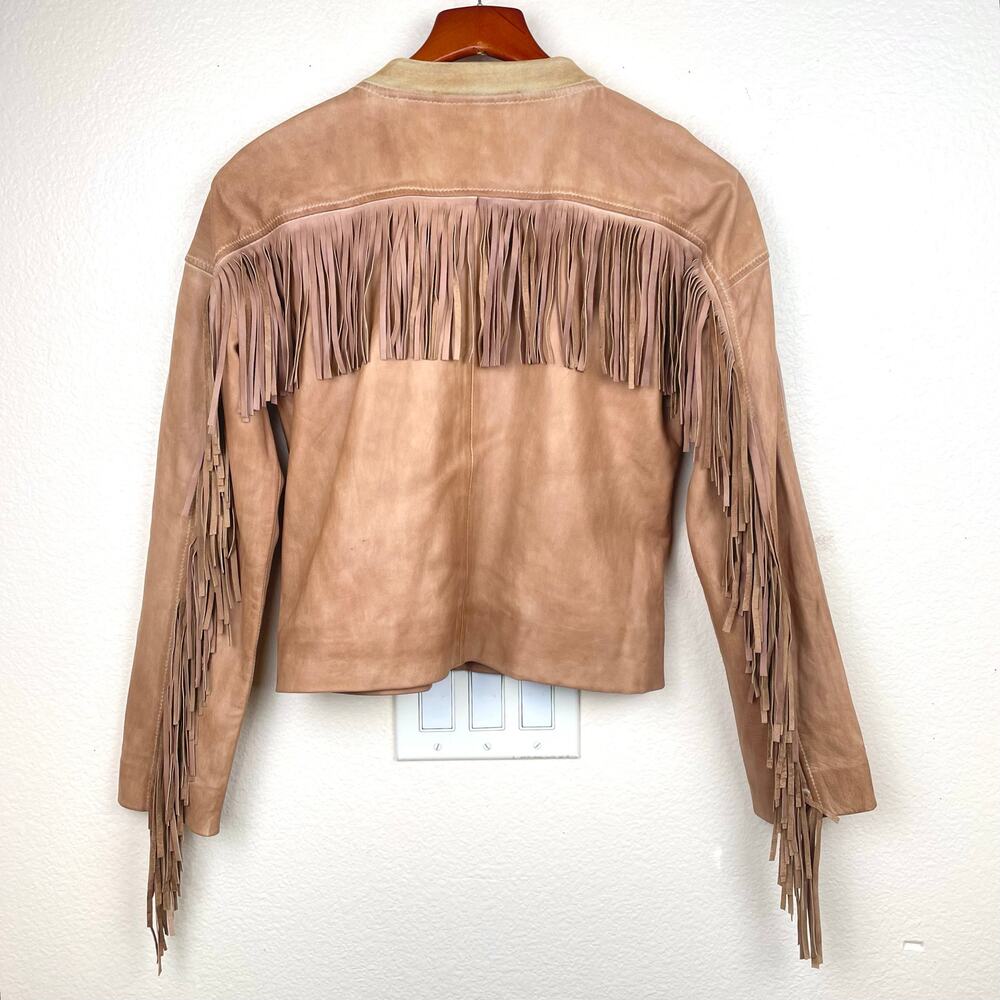 Sundance Womens Sz 6 Fringe Genuine Leather Jacket Bohemian Western